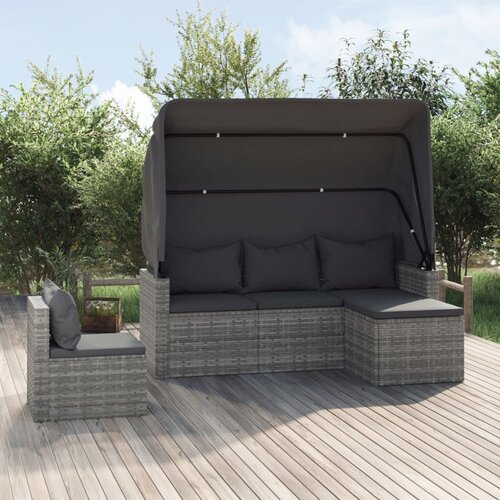 4-dijelni set vrtnih sofa od poliratana s jastucima sivi Cene