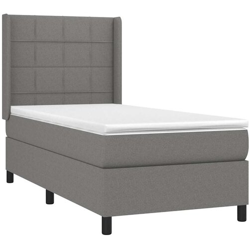  Krevet s oprugama i madracem tamnosivi 90 x 190 cm od tkanine Slike