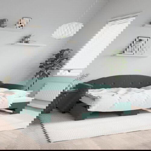VidaXL Izvlečna dnevna postelja temno zelena 90x200 cm žamet Slike