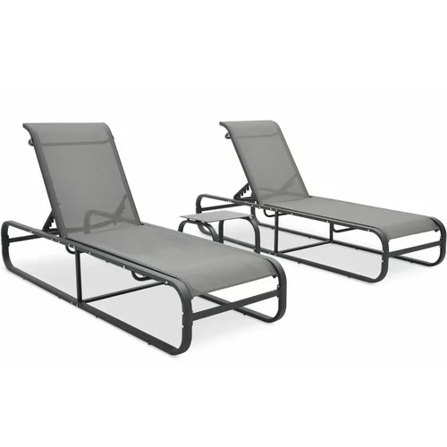  Ležaljke za sunčanje sa stolićem 2 kom tekstilen i aluminij