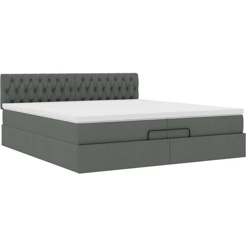 VidaXL Otomanski krevet s madracem tamnosivi 200x200 cm od tkanine Slike