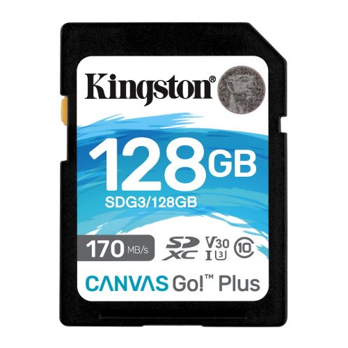 Kingston Canvas Go! Plus 128GB SDXC Memory Card, 17090MBs ReadWrite, U3, V30' ( 'SDG3128GB' ) Slike