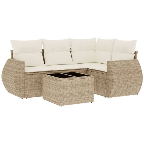 vidaXL 5-dijelni vrtni set sofa s jastucima bež od poliratana Cijene