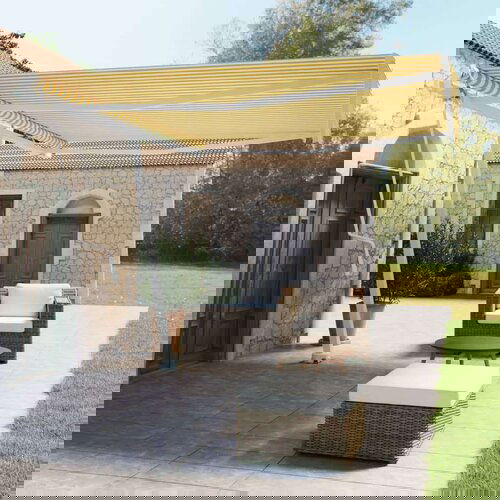  Samostojeća automatska tenda 400 x 350 cm žuto-bijela Slike