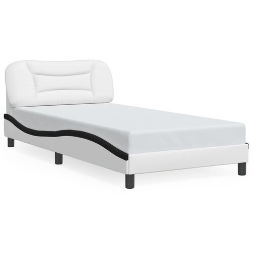 Maison Chic Posteljni okvir - Enojna postelja - Postelja za odrasle z vzglavjem bel in črn 100x200 cm umetno usnje-J9357, (21776864) Cene