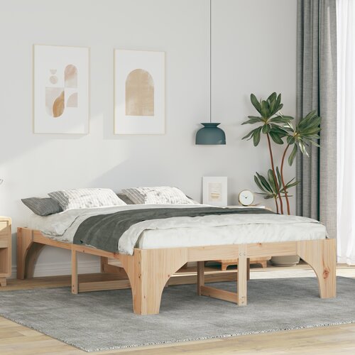 vidaXL Posteljni okvir Rjava 140 x 200 cm Trdna borovina Cene