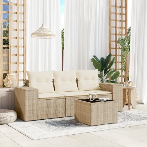 vidaXL 4-dijelni set vrtnih sofa s jastucima bež od poliratana Cijene
