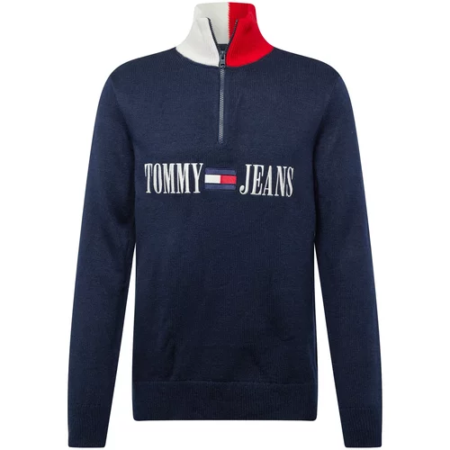 Tommy Jeans Pulover morsko plava / crvena / bijela