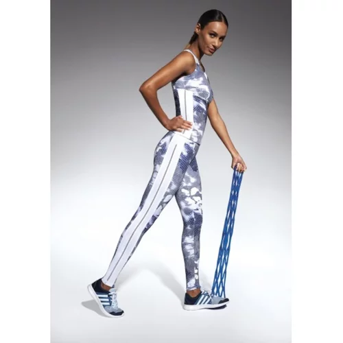 Bas Bleu CODE sports leggings with decorative print and mesh stripes