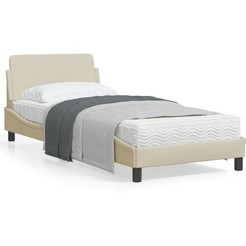 VidaXL Okvir za krevet s uzglavljem krem 90x200 cm od tkanine Slike