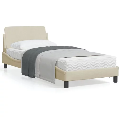 vidaXL Okvir za krevet s uzglavljem krem 90x200 cm od tkanine