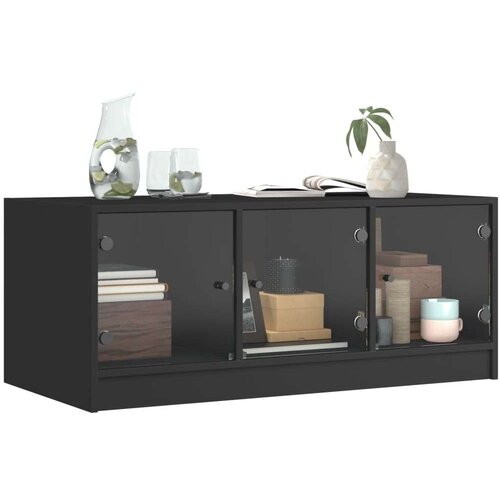 vidaXL Stolić za kavu sa staklenim vratima crni 102 x 50 x 42 cm Cene