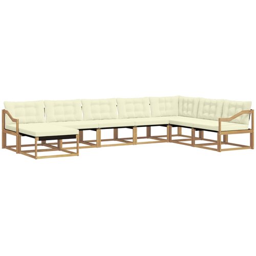  Set vanjskih sofa 8 kom. Bijela i krem Čvrsto drvo akacije 404 x 245,5 x 73 cm Slike