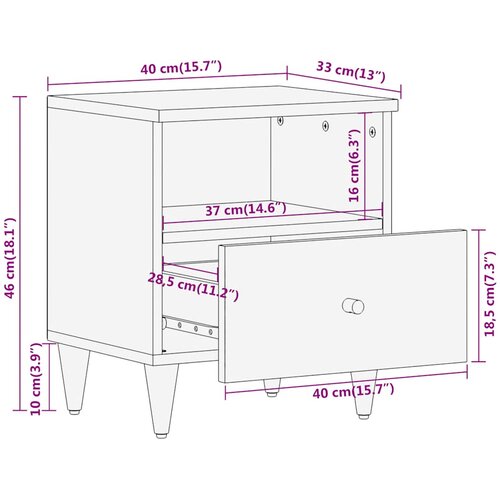  Noćni ormarići 2 kom 40 x 33 x 46 cm od masivnog drva manga Slike