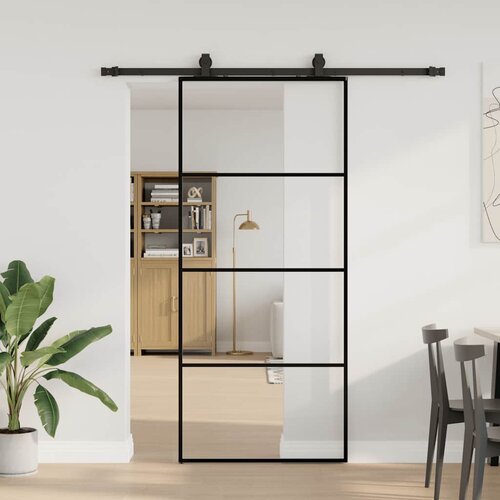 vidaXL Klizna vrata s priborom crna 90 x 205 cm od ESG stakla Cijene
