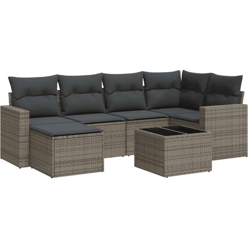 VidaXL 7-dijelni set vrtnih sofa sivi od poliratana Slike