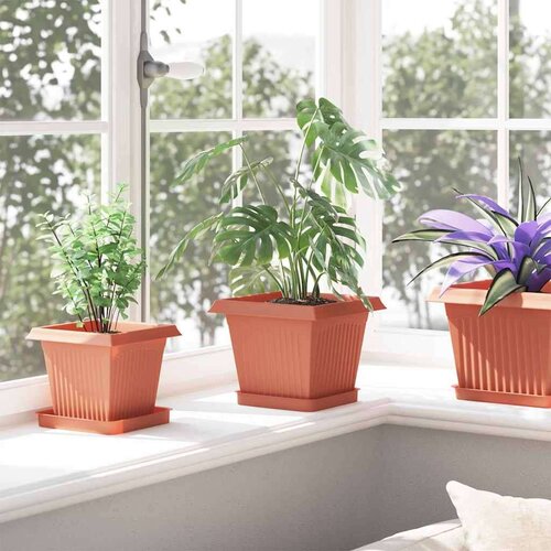  Kvadratna saksija za cvijeće 24 pcs Crvena cigla - Crvena cigla 33 x 33 x 26 cm 24 Slike