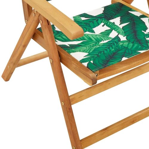 VidaXL 7-dijelni vrtni blagovaonski set uzorkom li&amp;scaron;ća tkanine i drva Slike