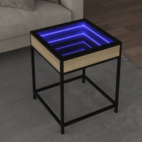 vidaXL Klubska mizica z neskončnimi LED sonoma hrast 40x40x51 cm Cene