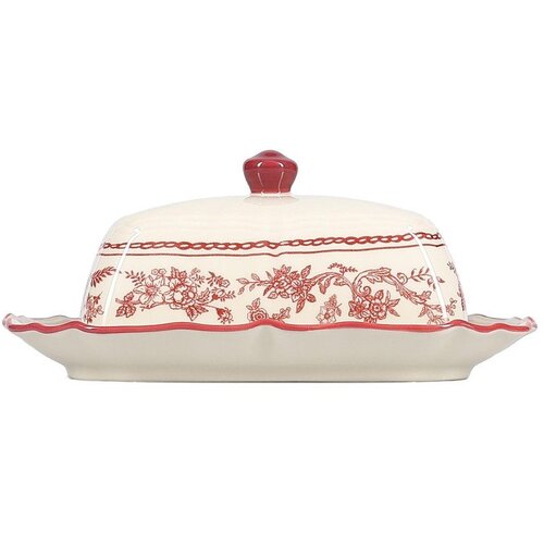 S|P Collection Bordo rdeča/slonoko&amp;scaron;čena porcelanasta posoda za maslo Cyril &amp;ndash; Slike