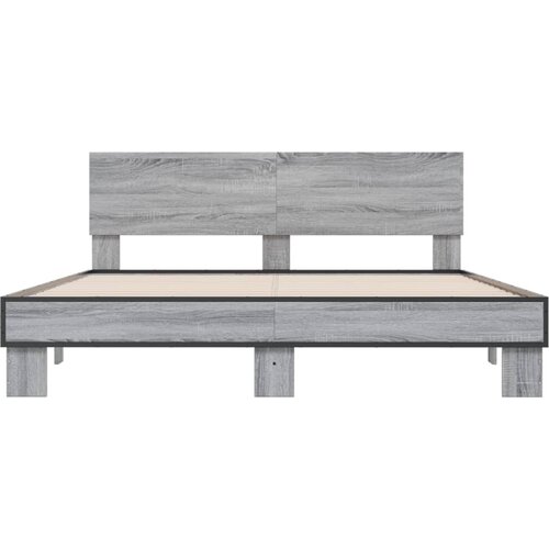  Okvir za krevet boja hrasta 150x200cm konstruirano drvo i metal Siva 150 x 200 cm Slike