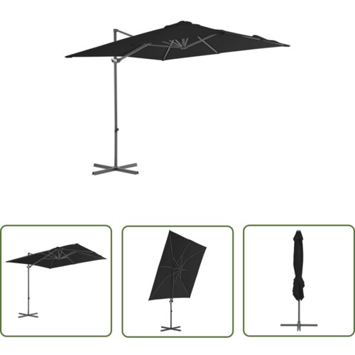  The Living Store Vrtni senčnik z jeklenim drogom črn 250x250 cm - Previsni Senčnik, (21743559) Cene