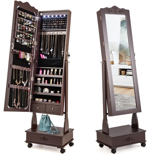 Costway Omara za nakit z ogledalom in LED-osvetlitvijo, (5000306795) Slike
