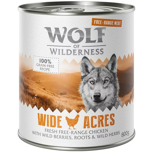 Wolf of Wilderness Varčno pakiranje "Free-Range Meat" 24 x 800 g - Wide Acres - piščanec iz proste reje