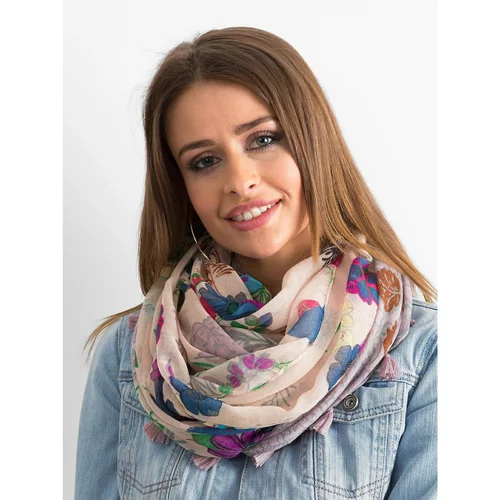 Fashion Hunters Light pink scarf with a floral print