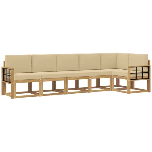vidaXL Zunanja garnitura za sedenje 6 pcs Bela in bež Poliester, (5000279658) Cene