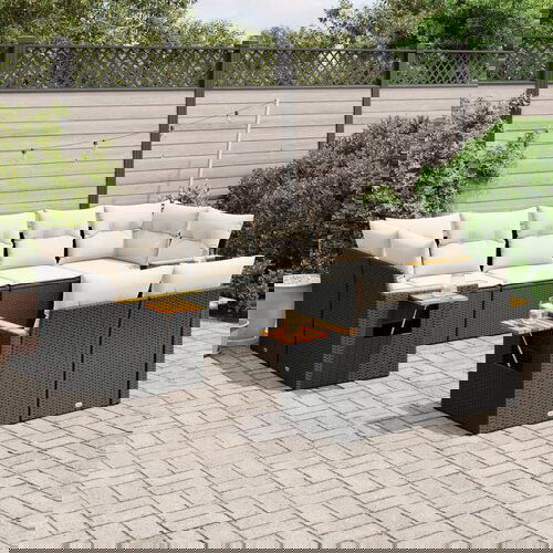 vidaXL 9-dijelni set vrtnih sofa s jastucima crni od poliratana Cijene