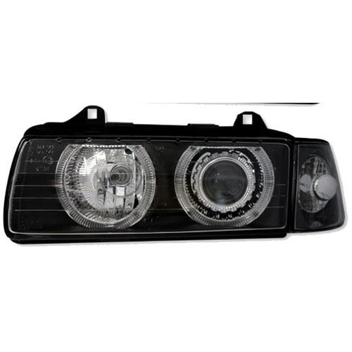 Oem Kristalni farovi Angel Eyes BMW E36 (96-00) 4d sedan, Crni Cene