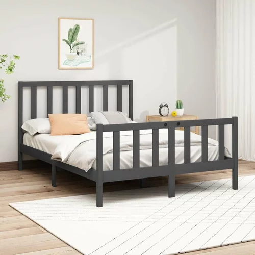 Okvir za krevet od masivne borovine sivi 120 x 200 cm