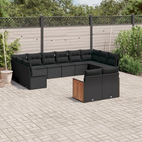 vidaXL 12-dijelni set vrtnih sofa od poliratana s jastucima crni Cijene