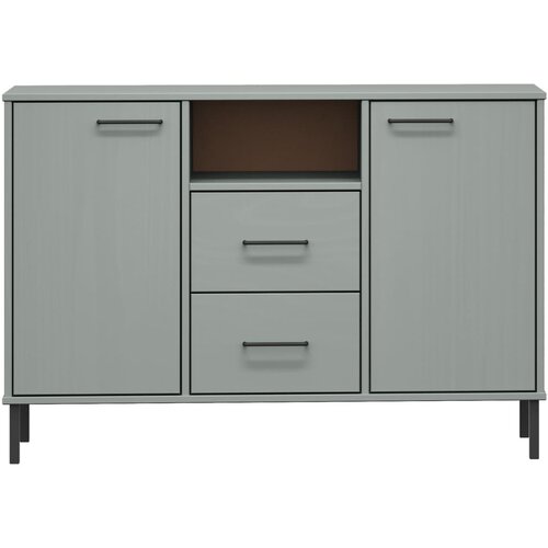  Komoda s metalnim nogama siva 113x40x77 cm masivno drvo OSLO Slike
