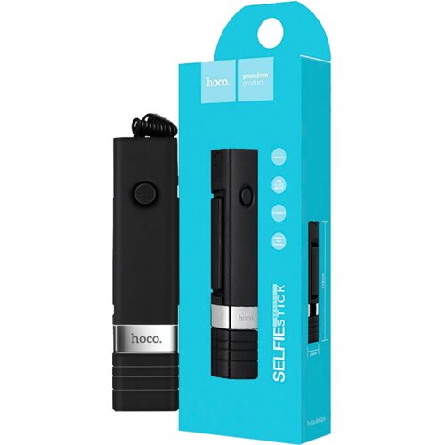 Hoco. Selfie stick za smartphone, žični - K3 Beauty Selfie Stick, black Slike