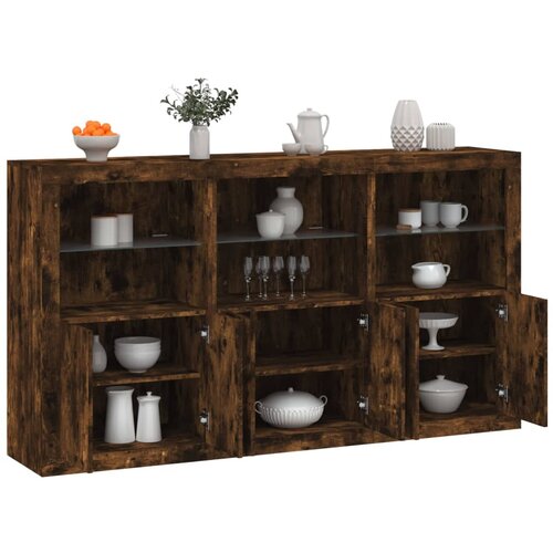  The Living Store Komoda z LED lučkami dimljen hrast 181,5x37x100 cm - Komoda, (21502226) Cene