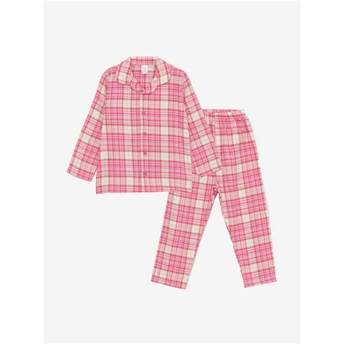 LC Waikiki Shirt Collar Long Sleeve Plaid Baby Girl Pajamas Set