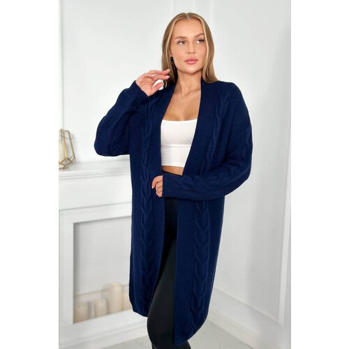 Kesi Cardigan sweater weave braid navy blue Slike