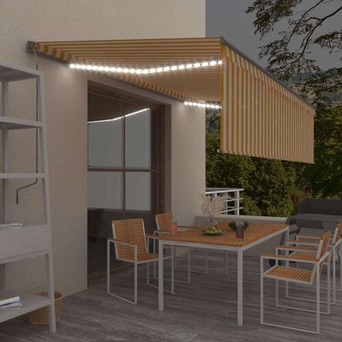  Tenda na ručno uvlačenje s roletom LED 5 x 3 m žuto-bijela Cijene