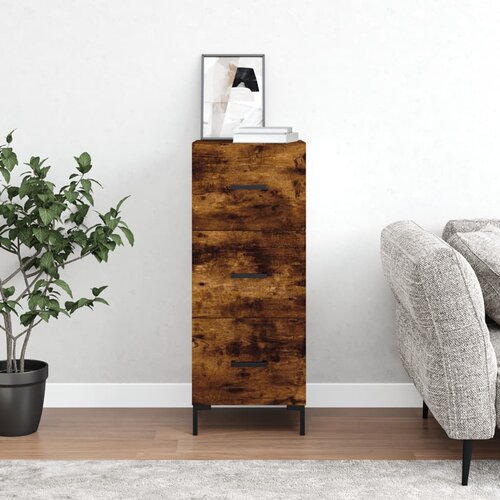 VidaXL Komoda dimljeni hrast 34,5x34x90 cm inženirski les Slike