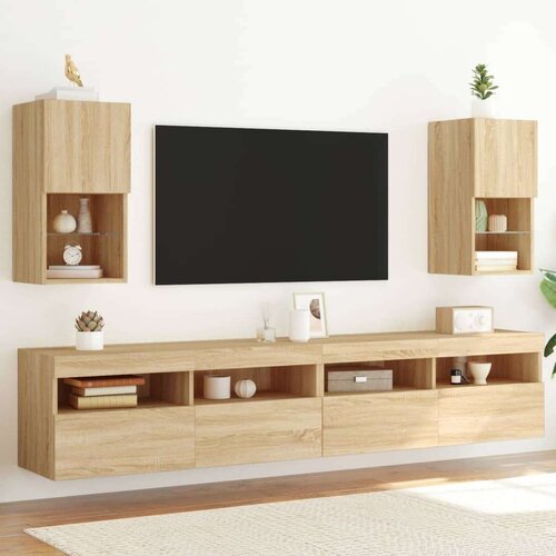 TV ormarići s LED svjetlima 2 kom boja hrasta 30 5x30x60 cm Cene