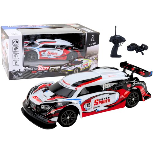  Auto na daljinsko upravljanje Sports Car 1:16 Drift sa promjenjivim kotačima - bijelo/crveni Slike