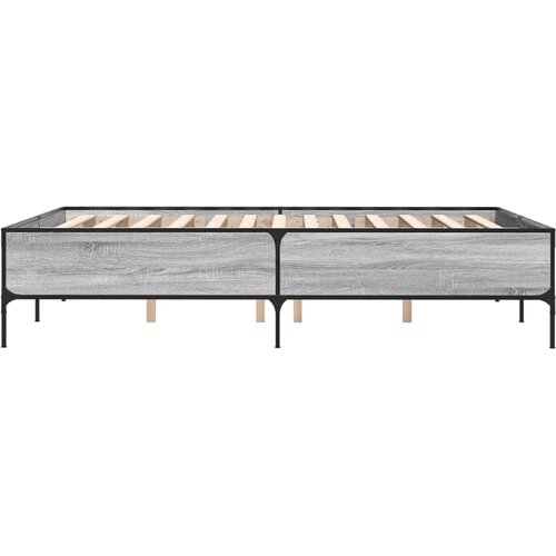  Okvir za krevet boja hrasta 120x190cm konstruirano drvo i metal Siva 120 x 190 cm Slike