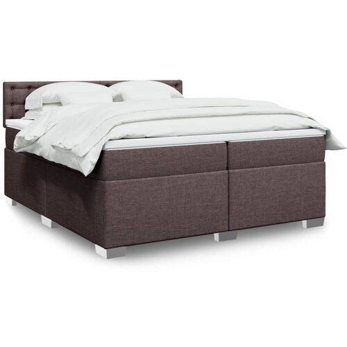 VidaXL Box spring postelja z vzmetnico temno rjav 200x200 cm blago, (21302408) Slike
