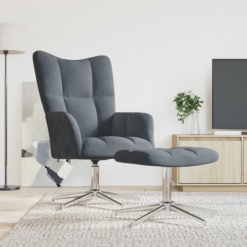The Living Store Stol za spro&amp;scaron;čanje s stolčkom temno siv žamet - Stol Za Spro&amp;scaron;čanje, (21420184) Slike