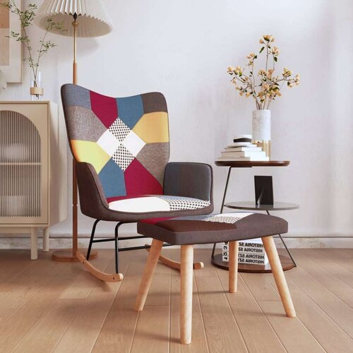  Stolica za ljuljanje s osloncem za noge patchwork od tkanine Cijene
