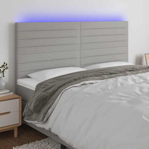 vidaXL LED posteljno vzglavje svetlo sivo 180x5x118/128 cm blago Cene