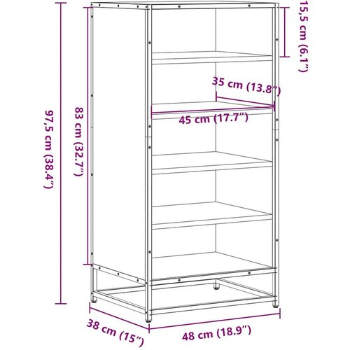 vidaXL Stalak za cipele boja hrasta 48x38x97,5 cm konstruirano drvo Cene