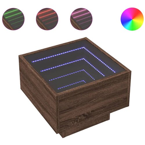 Maison Chic Nočna mizica - Nočna omarica - Nočna miza z neskončnimi LED rjavi hrast 40x40x30 cm, (21689070) Cene